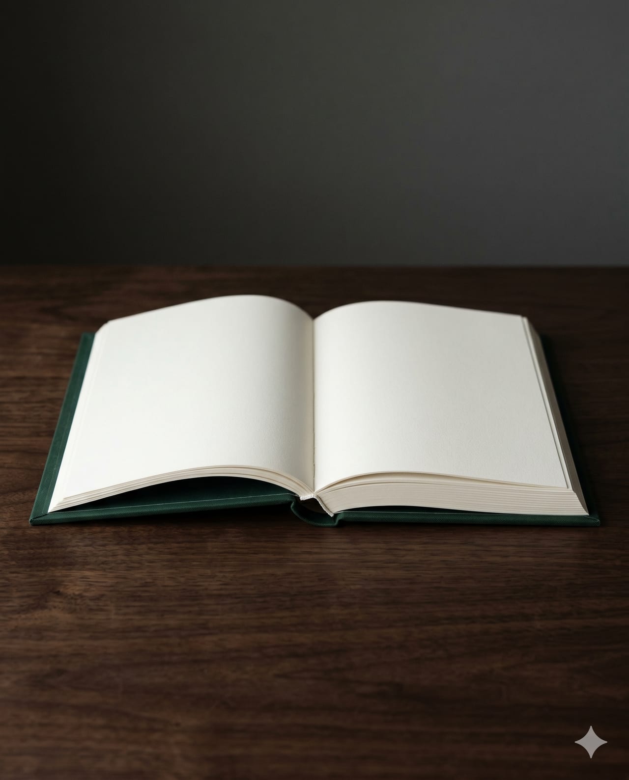 Aufgeschlagenes Buch, das dank Hohlrücken flach auf dem Tisch liegt